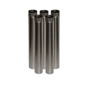 CB-3024-SS-5 Five 3" Stainless Steel Double Wall Flue Pipes, 24" Long