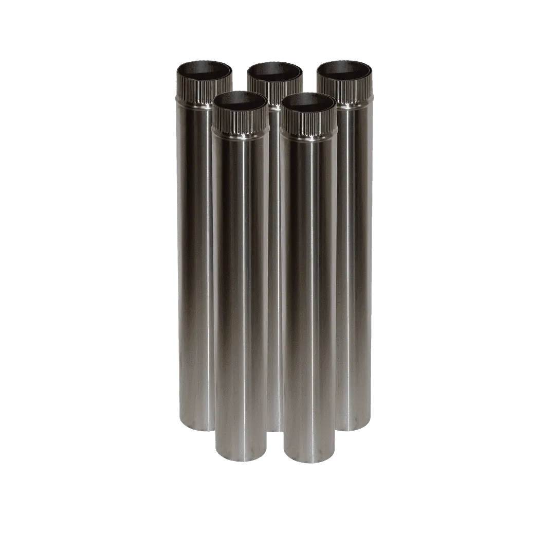 CB-3024-SS-5 Five 3" Stainless Steel Double Wall Flue Pipes, 24" Long