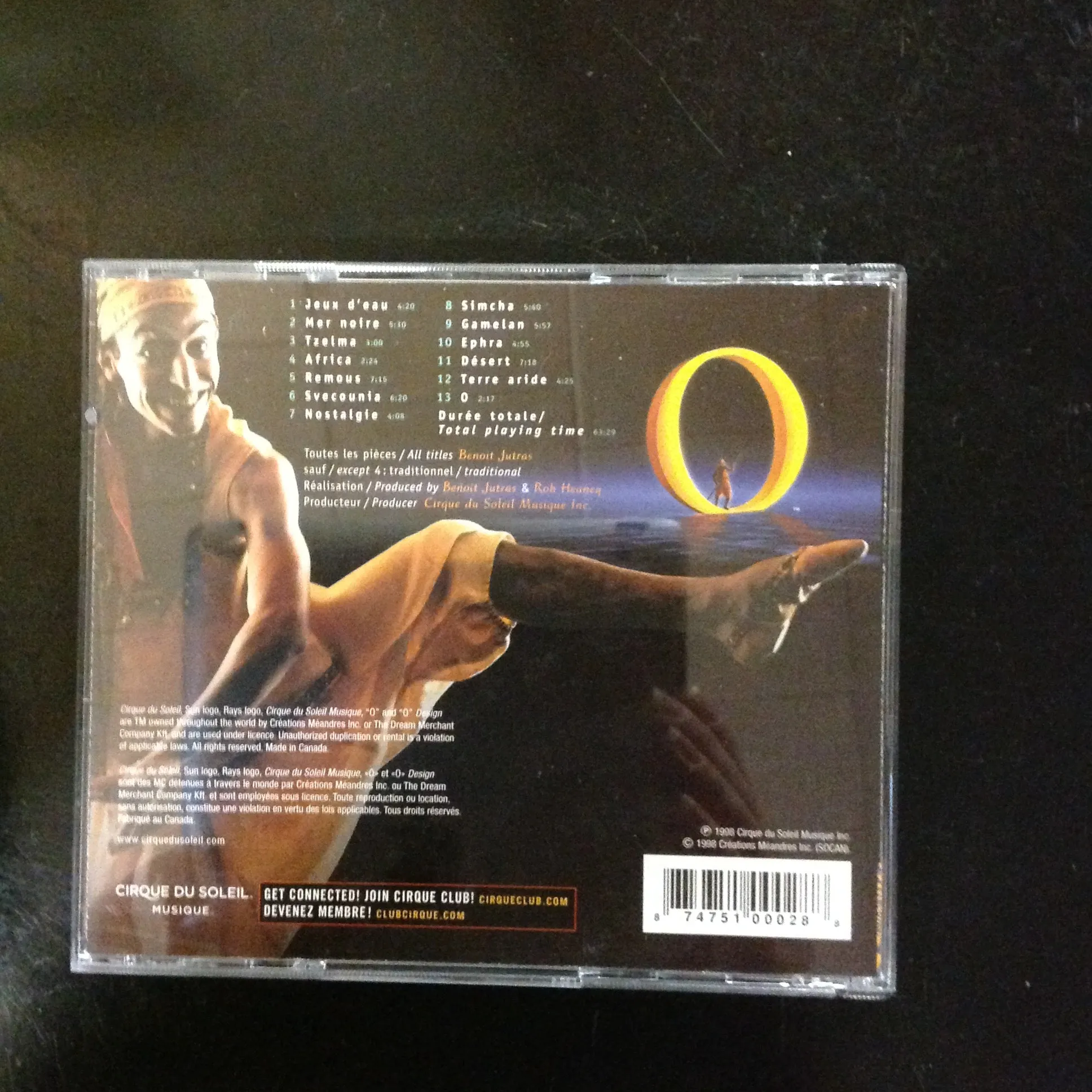 CD Cirque Du Soleil  "O" CDSMCJ 10013-2 Musical Stage Screen Circus