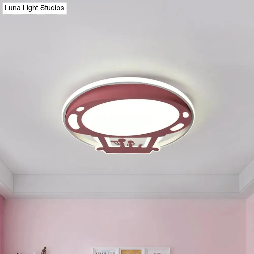 Colorful Cartoon Hot Air Balloon LED Flush Ceiling Light with Metal Shade and Frosted Diffuser