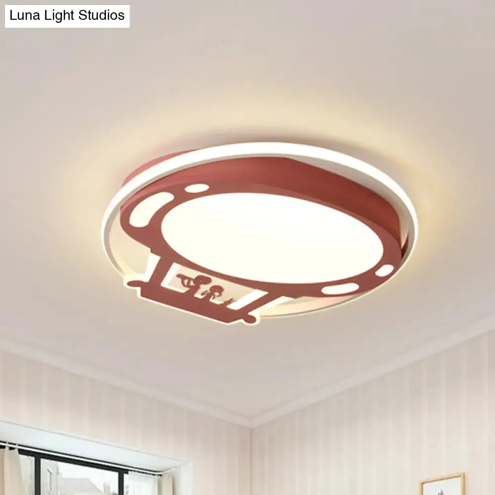 Colorful Cartoon Hot Air Balloon LED Flush Ceiling Light with Metal Shade and Frosted Diffuser