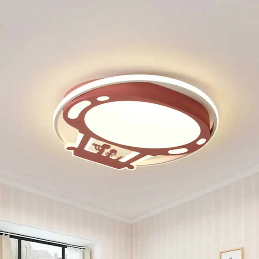 Colorful Cartoon Hot Air Balloon LED Flush Ceiling Light with Metal Shade and Frosted Diffuser