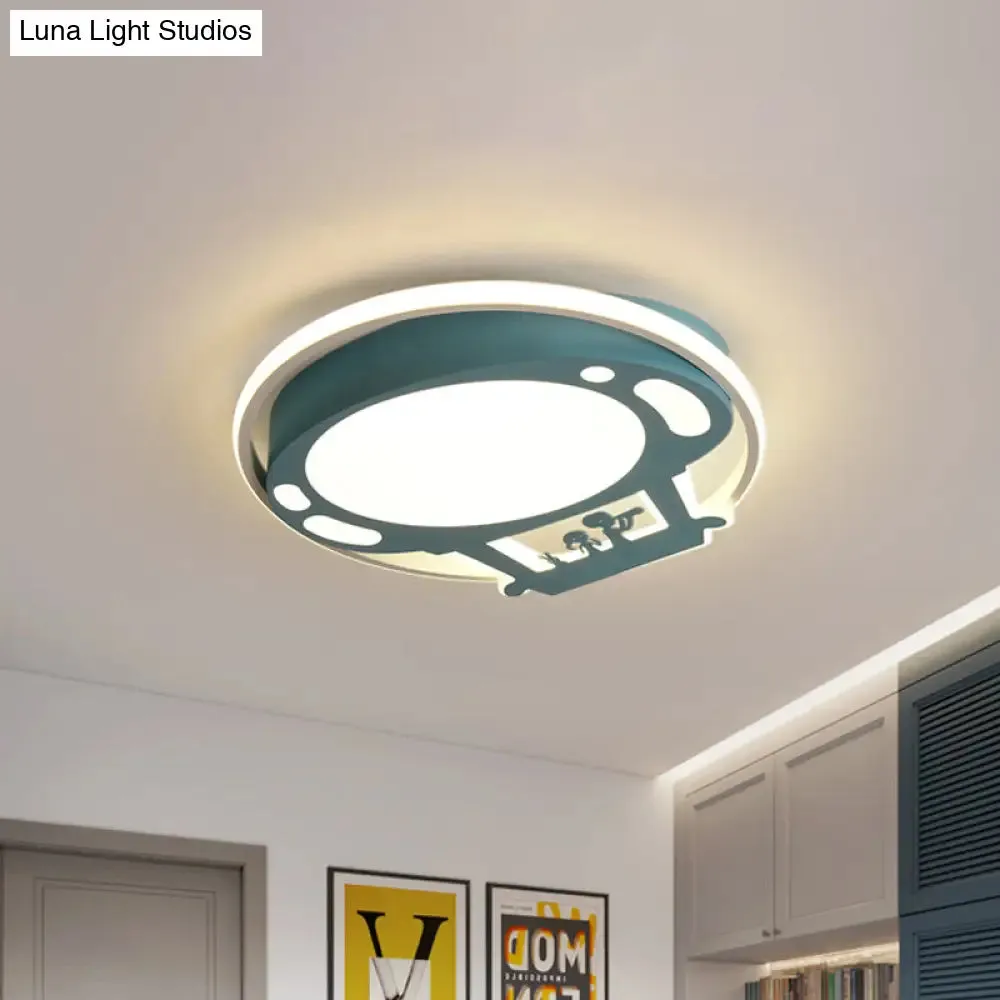 Colorful Cartoon Hot Air Balloon LED Flush Ceiling Light with Metal Shade and Frosted Diffuser