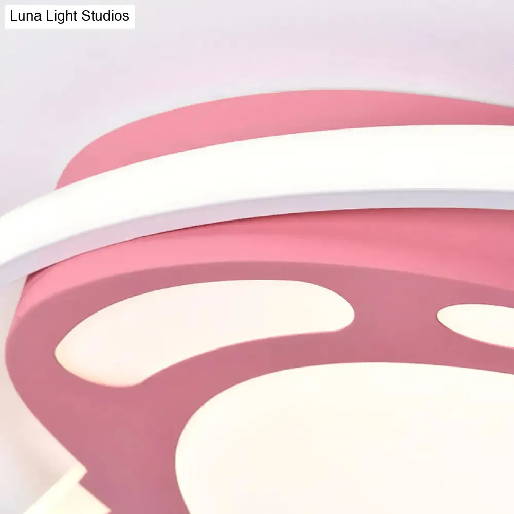 Colorful Cartoon Hot Air Balloon LED Flush Ceiling Light with Metal Shade and Frosted Diffuser