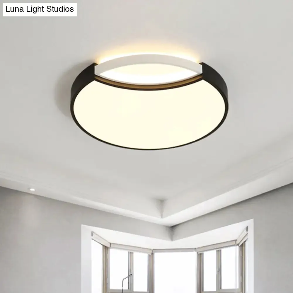 Contemporary Acrylic LED Circle Flush Mount Ceiling Light in Black - Warm, White, Neutral - 16"/19.5" Wide for Bedroom