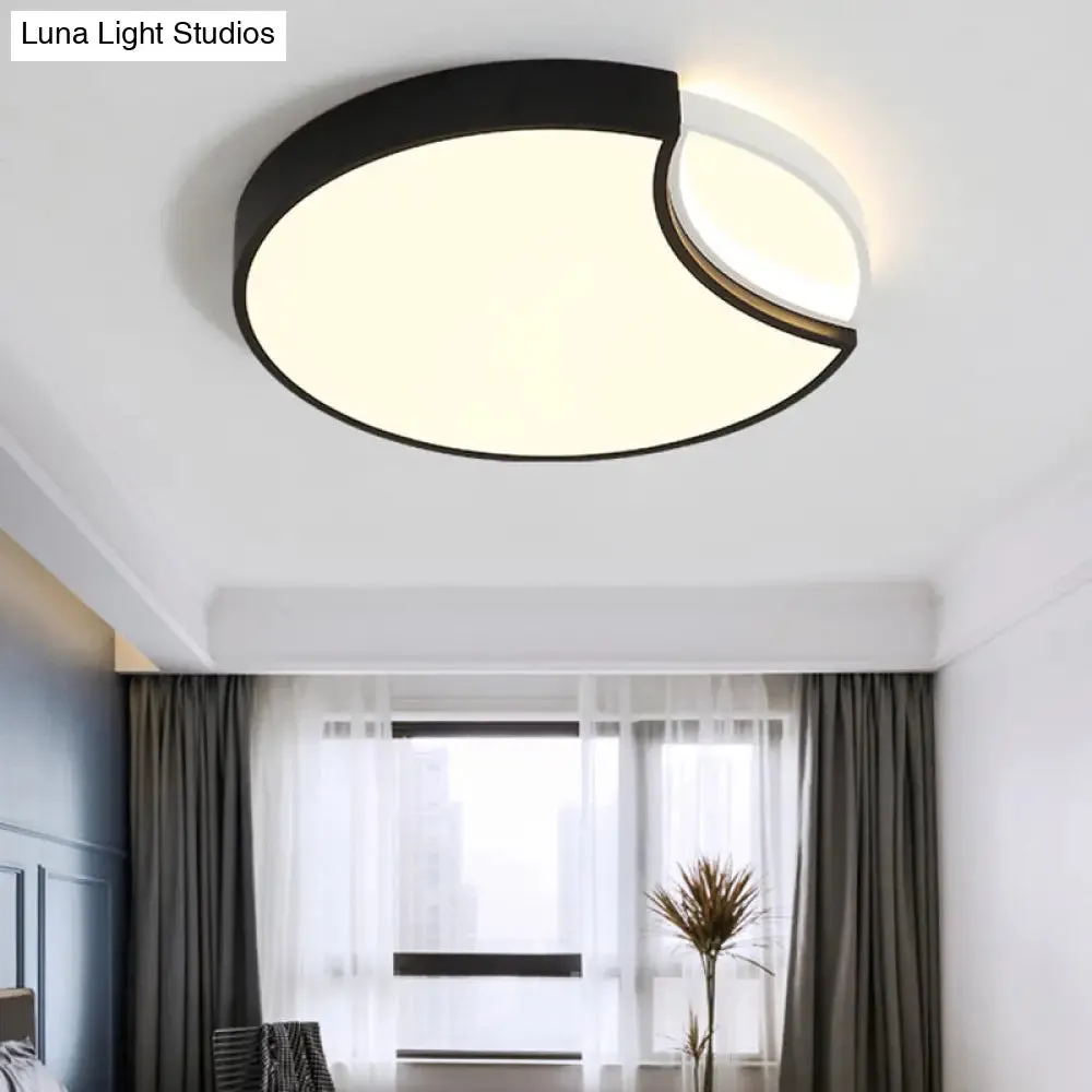 Contemporary Acrylic LED Circle Flush Mount Ceiling Light in Black - Warm, White, Neutral - 16"/19.5" Wide for Bedroom