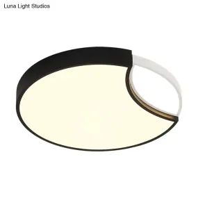 Contemporary Acrylic LED Circle Flush Mount Ceiling Light in Black - Warm, White, Neutral - 16"/19.5" Wide for Bedroom
