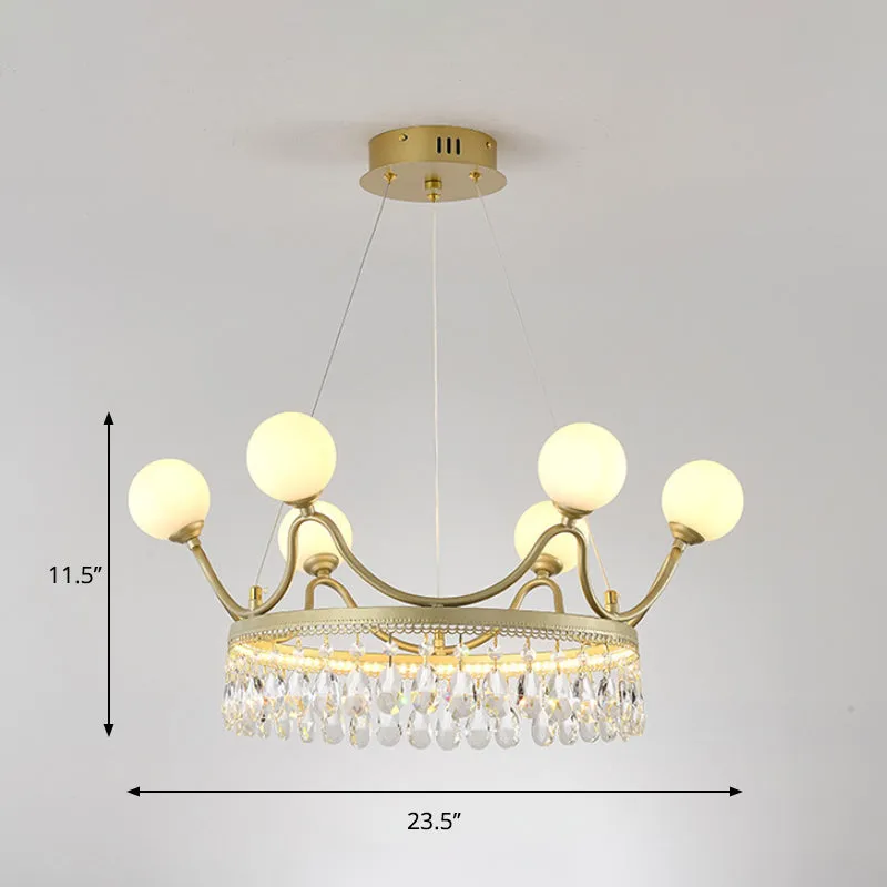 Contemporary Gold Crown Chandelier - Elegant 6/8-Light Crystal Ceiling Fixture