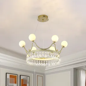 Contemporary Gold Crown Chandelier - Elegant 6/8-Light Crystal Ceiling Fixture