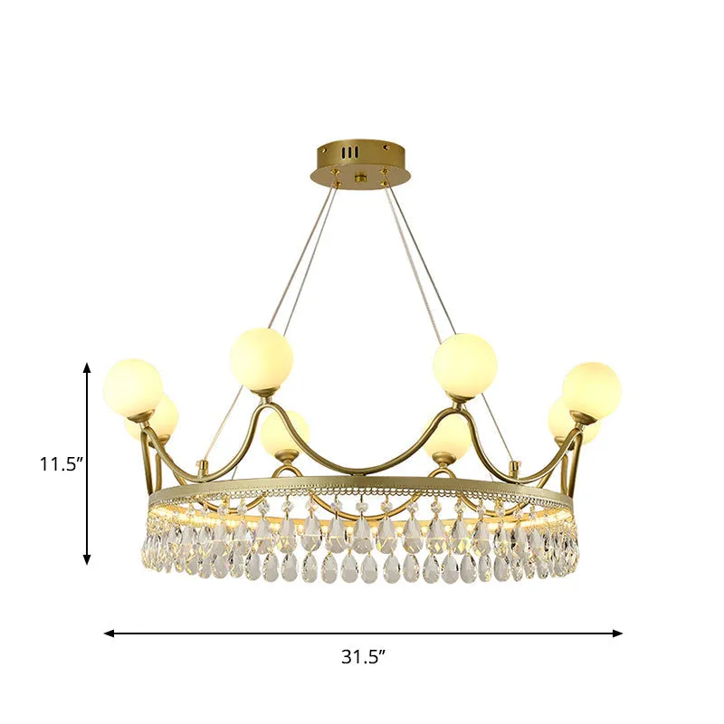 Contemporary Gold Crown Chandelier - Elegant 6/8-Light Crystal Ceiling Fixture