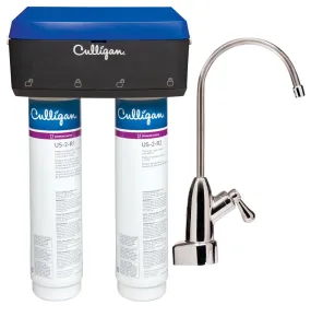 Culligan US-2 Drinking Water Filtration System, 0.5 gpm, Carbon Block Filtration, 2-Stage, White :EA: QUANTITY: 1