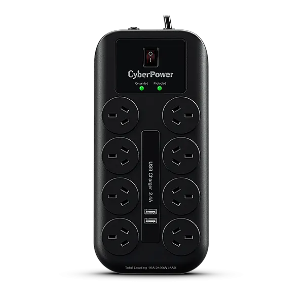 CyberPower 8-Port Surge Protector With USB Charging Ports CPSURGE08USB-ANZ