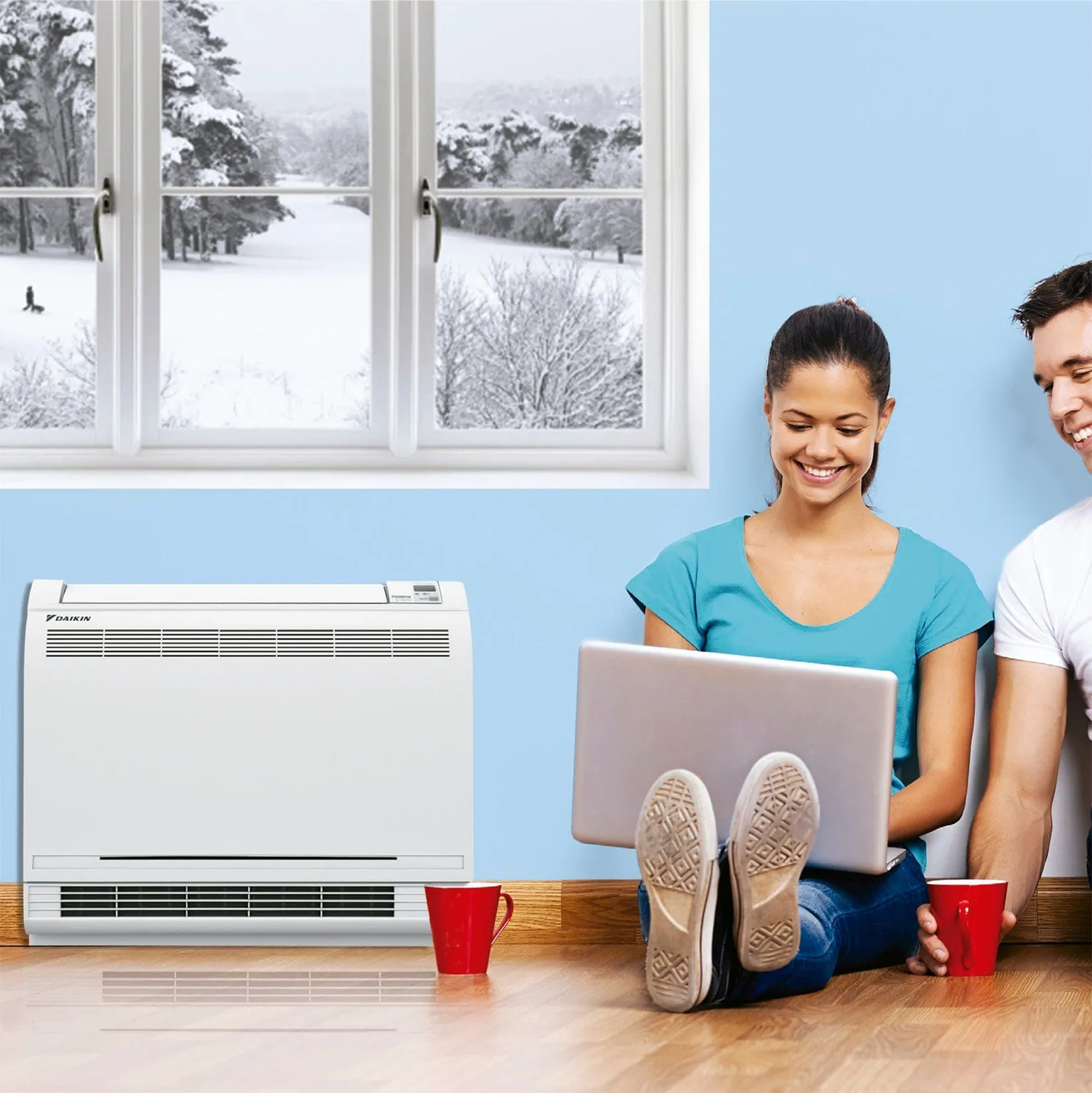 Daikin 2-Zone Floor Standing Hyper Heat Ductless Mini-Split 18000 BTU Heat Pump Air Conditioner 9k   9k - 16 SEER2