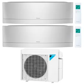 Daikin 2-Zone Wall Mounted Emura Silver Ductless Mini-Split 18000 BTU Heat Pump Air Conditioner 9k   9k - 16 SEER2