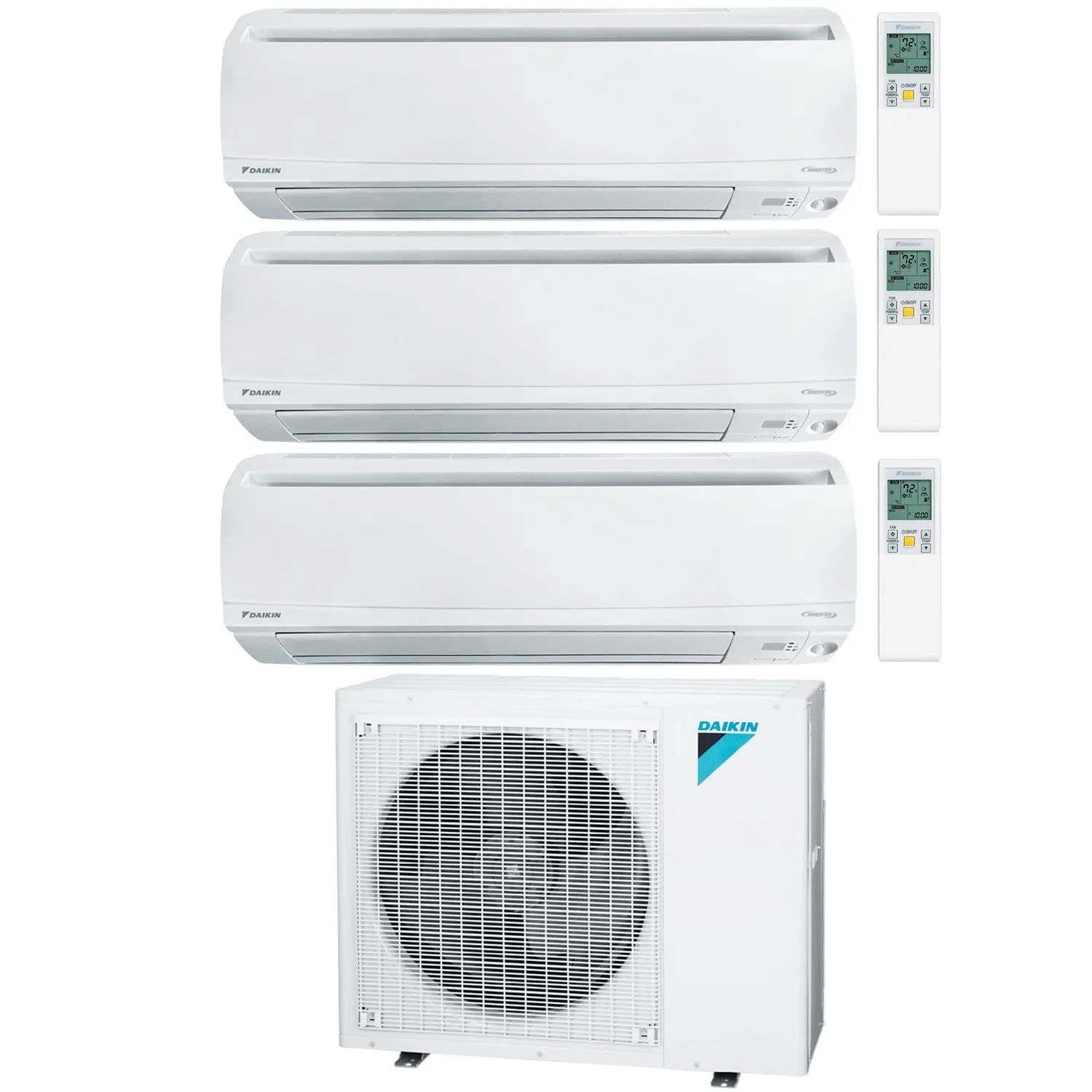 Daikin 3-Zone Wall Mounted Hyper Heat Ductless Mini-Split 36000 BTU Heat Pump Air Conditioner 9k   18k   18k - 20 SEER2