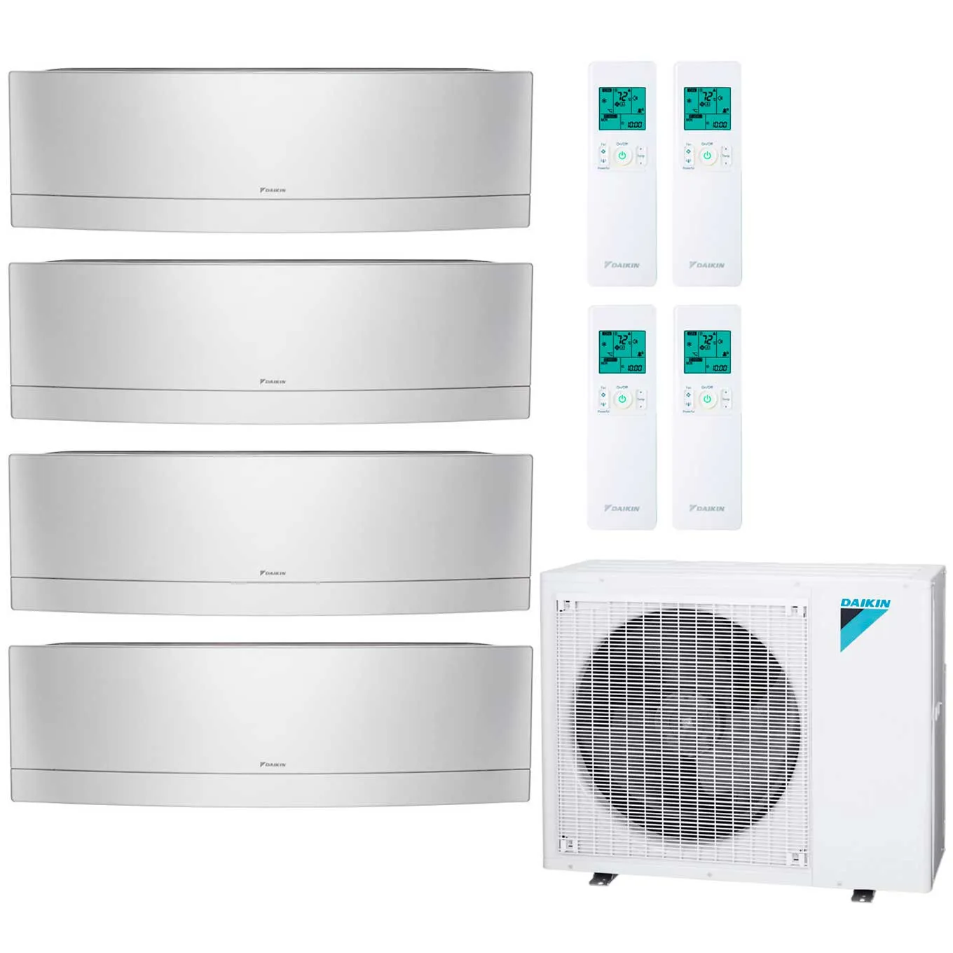 Daikin 4-Zone Wall Mounted Emura Silver Hyper Heat Ductless Mini-Split 36000 BTU Heat Pump Air Conditioner 9k   9k   9k   9k - 20 SEER2