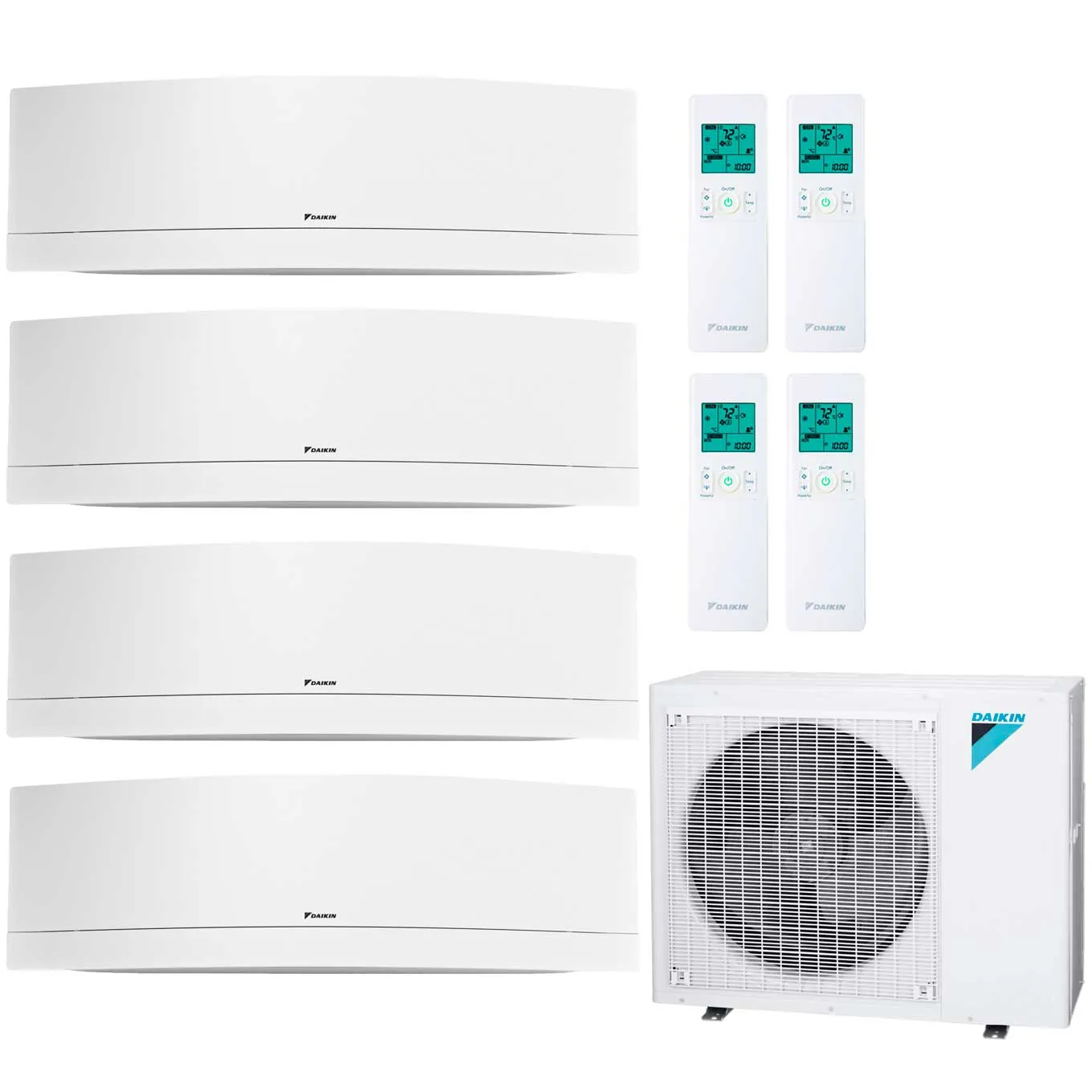 Daikin 4-Zone Wall Mounted Emura White Hyper Heat Ductless Mini-Split 36000 BTU Heat Pump Air Conditioner 9k   9k   9k   18k - 20 SEER2