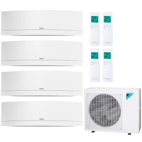Daikin 4-Zone Wall Mounted Emura White Hyper Heat Ductless Mini-Split 36000 BTU Heat Pump Air Conditioner 9k   9k   9k   18k - 20 SEER2