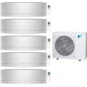 Daikin 5-Zone Wall Mounted Emura Silver Ductless Mini-Split 48000 BTU Heat Pump Air Conditioner 9k   9k   9k   12k   12k - 20.6 SEER2