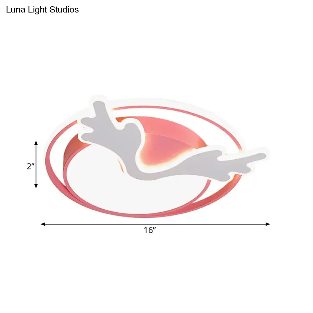 Deer Flush Mount Ceiling Light: Nordic Style Acrylic Pink LED Fixture for Bedroom