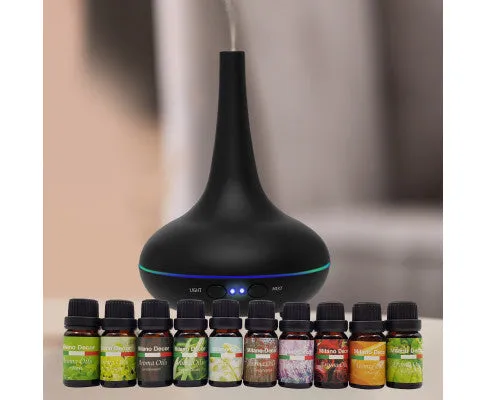 Diffuser Set With 10 Pack Diffuser Oils Humidifier Aromatherapy - Black