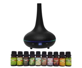Diffuser Set With 10 Pack Diffuser Oils Humidifier Aromatherapy - Black
