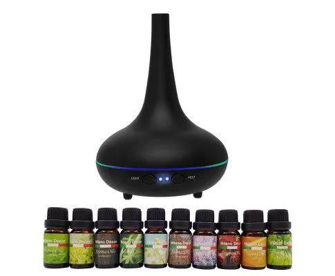 Diffuser Set With 10 Pack Diffuser Oils Humidifier Aromatherapy - Black