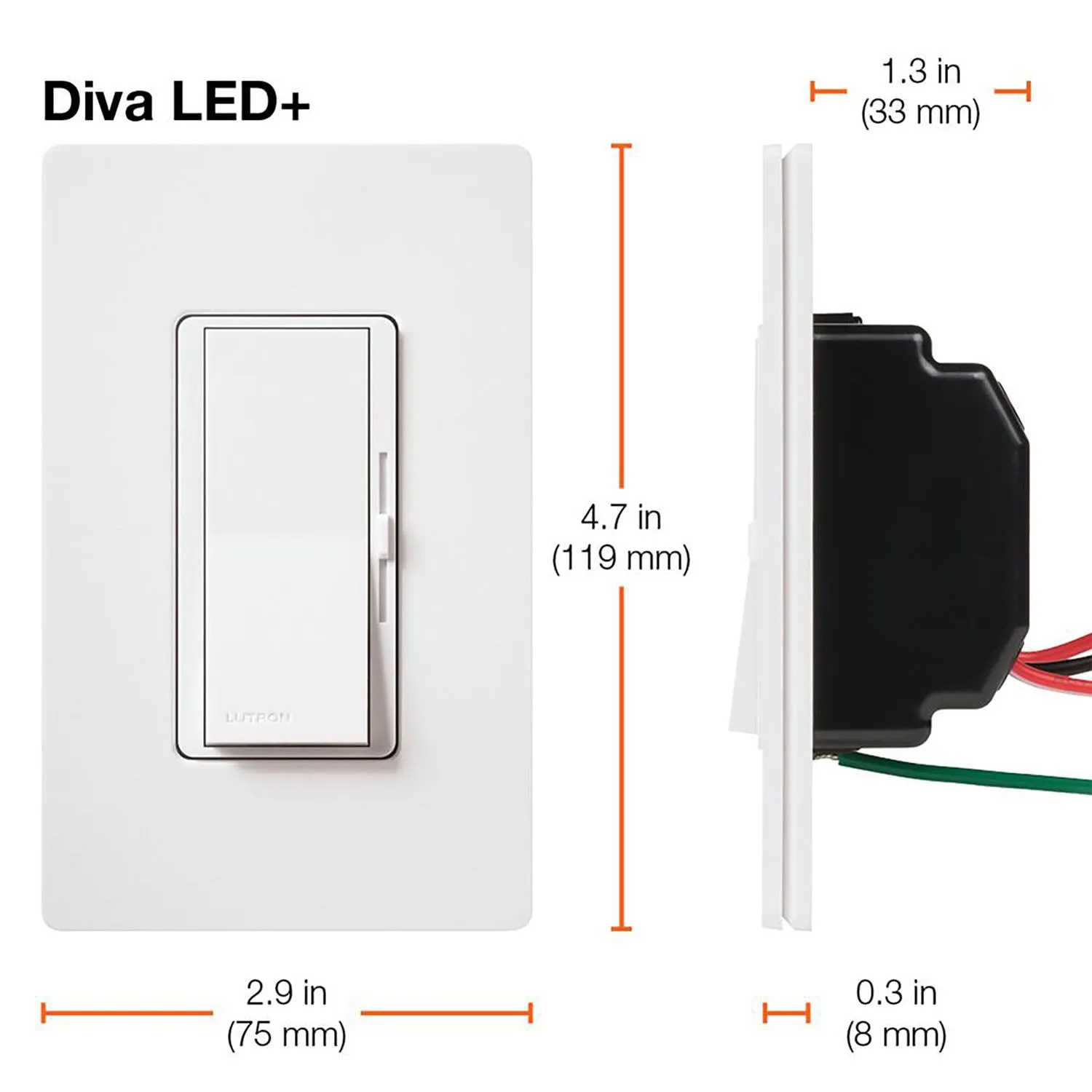 Diva LED  Dimmer Switch, 150-Watt, Single Pole or 3-Way, Black