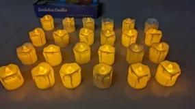 Dwarakesh Enterprises® Pack of 24 Battery Powered flameless mild Yellow Wax Dripping Ambient Romantic Flickering e-Led Yellow led Candles for Party, Functions(Cream Color, 5 * 4 cm)