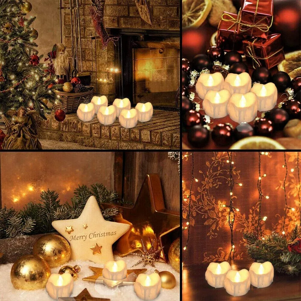 Dwarakesh Enterprises® Pack of 24 Battery Powered flameless mild Yellow Wax Dripping Ambient Romantic Flickering e-Led Yellow led Candles for Party, Functions(Cream Color, 5 * 4 cm)