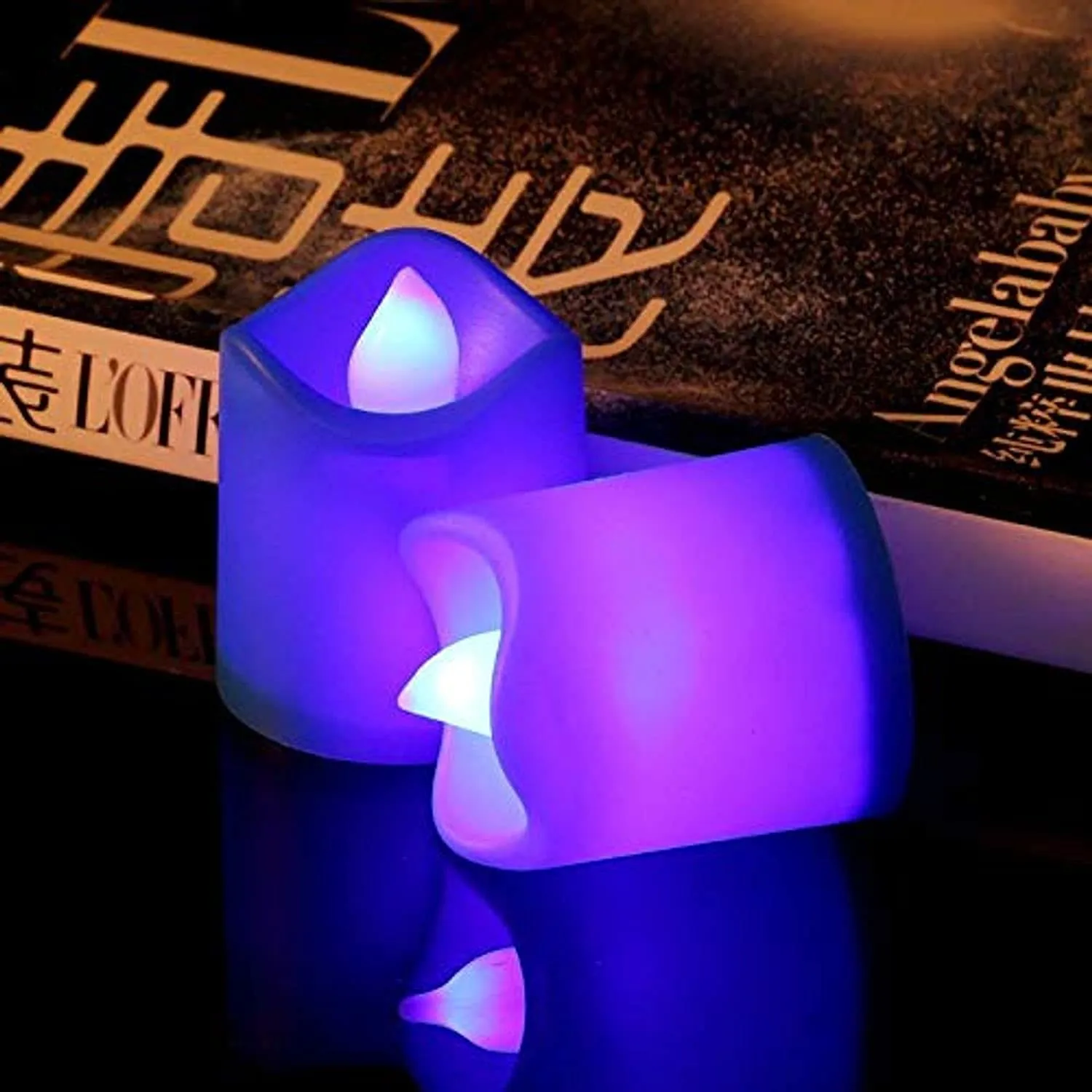 Dwarakesh Enterprises® pack of 24pcs Battery Powered designer Ambient Romantic Electric flameless multicolor Tealight Candles with flickering multi led flameless e-Led Candles for party, dinner, function, festivals(Multicolor, 4.7 * 3.7cm)