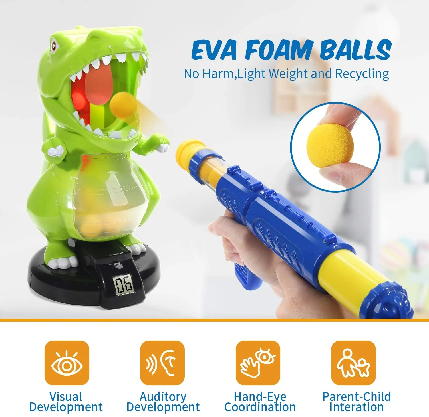 EagleStone Dinosaur Shooting Toys for Kids Target Shooting Games Air Pump Gun