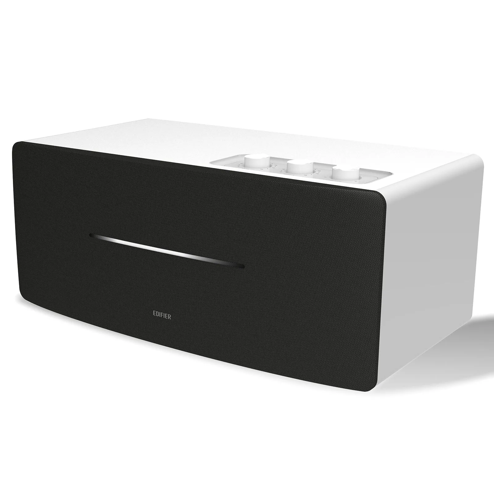 Edifier D12 Bookshelf Speaker Integrated Desktop Stereo Bluetooth Wireless Computer Speaker with Subwoofer Line Out (White)