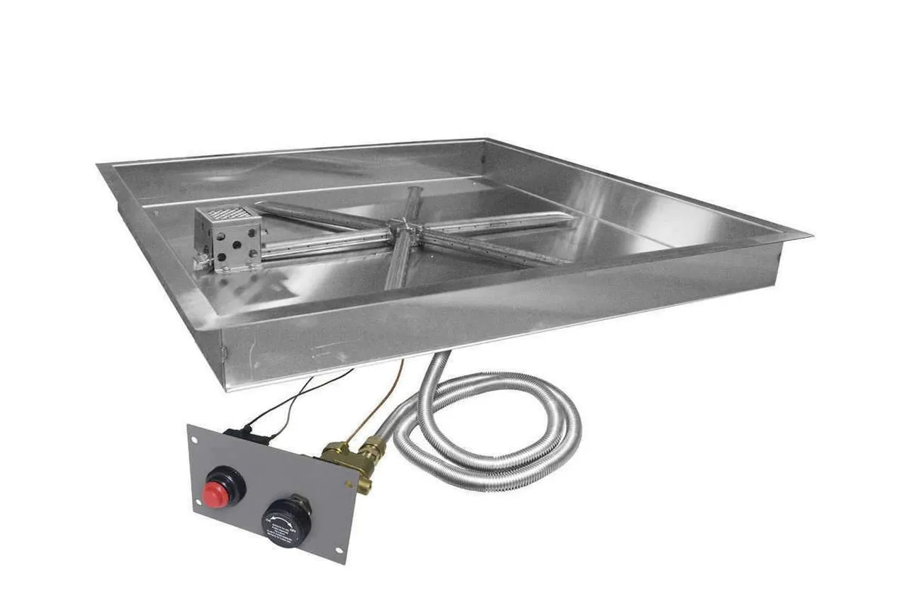 Firegear 32" SS Square Pan Gas Fire Pit Insert FPB-32SBSTFS
