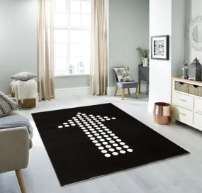 Flash Modern Rug with Arrow Pattern-Black & White