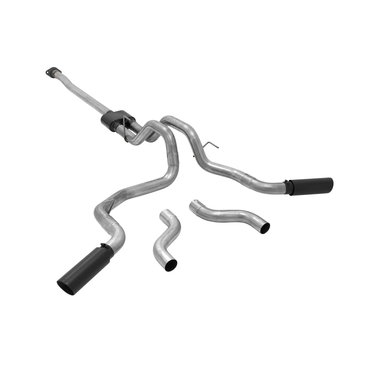Flowmaster Outlaw Cat-Back Exhaust System - 3 in Tailpipe - 4 in Tips - Black / Natural - Ford Fullsize Truck 2015-20