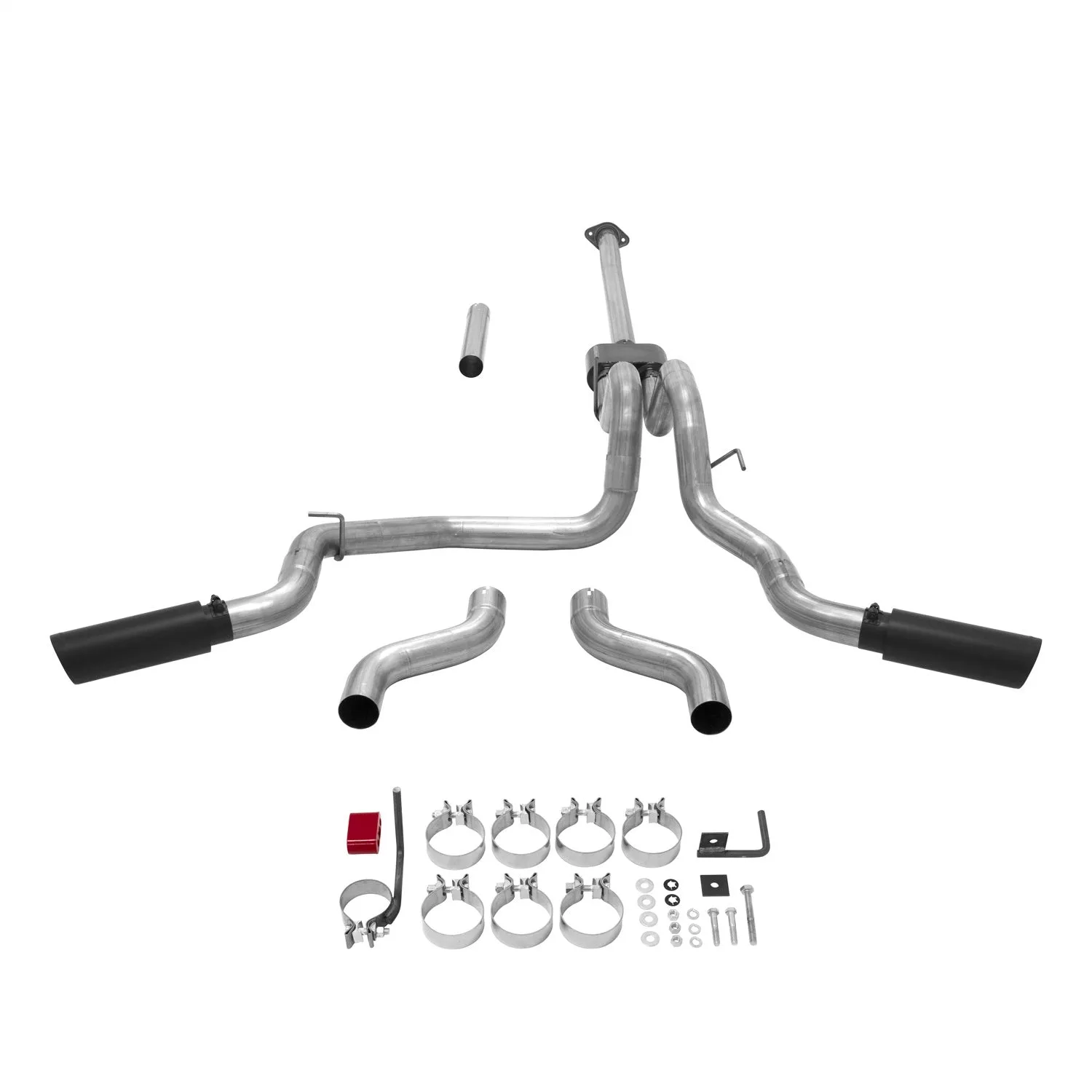 Flowmaster Outlaw Cat-Back Exhaust System - 3 in Tailpipe - 4 in Tips - Black / Natural - Ford Fullsize Truck 2015-20