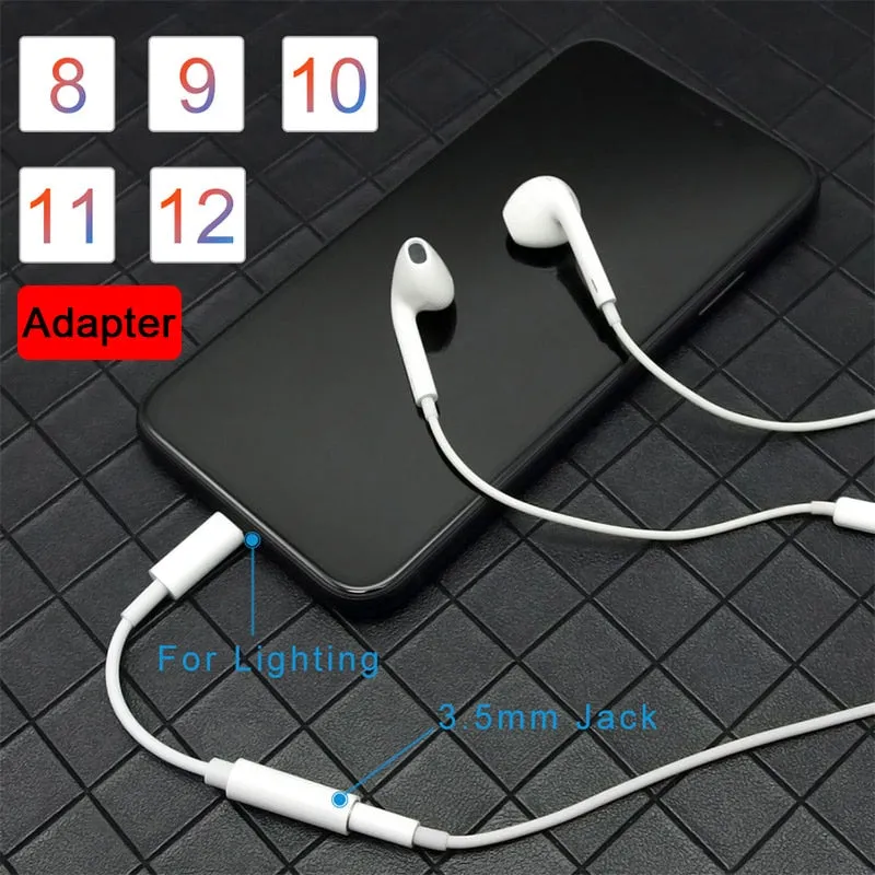 For IOS Syetem Headphone Adaptador For iPhone 7 8 X AUX Audio Adapter for Lightning To 3.5mm Adapters Headphone Jack Cable