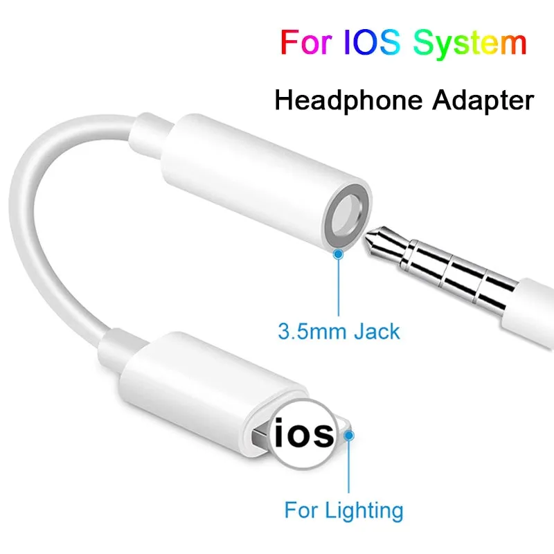 For IOS Syetem Headphone Adaptador For iPhone 7 8 X AUX Audio Adapter for Lightning To 3.5mm Adapters Headphone Jack Cable