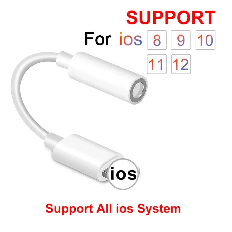 For IOS Syetem Headphone Adaptador For iPhone 7 8 X AUX Audio Adapter for Lightning To 3.5mm Adapters Headphone Jack Cable