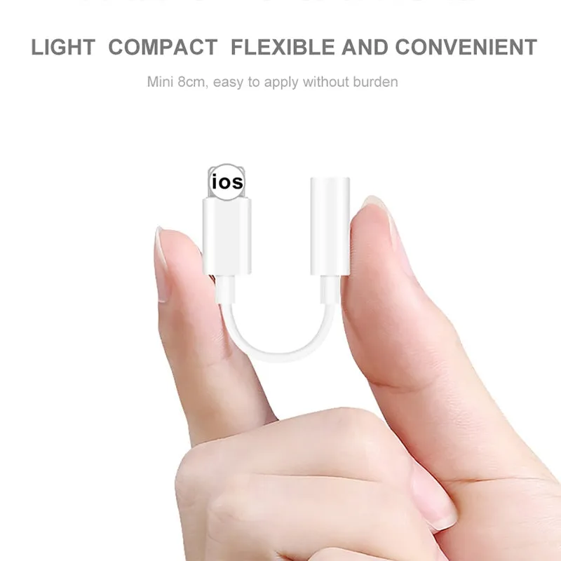 For IOS Syetem Headphone Adaptador For iPhone 7 8 X AUX Audio Adapter for Lightning To 3.5mm Adapters Headphone Jack Cable