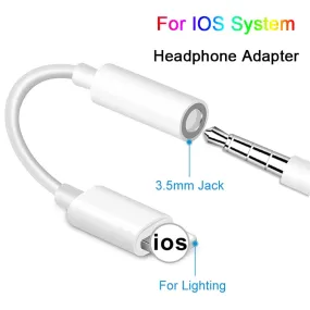 For IOS Syetem Headphone Adaptador For iPhone 7 8 X AUX Audio Adapter for Lightning To 3.5mm Adapters Headphone Jack Cable