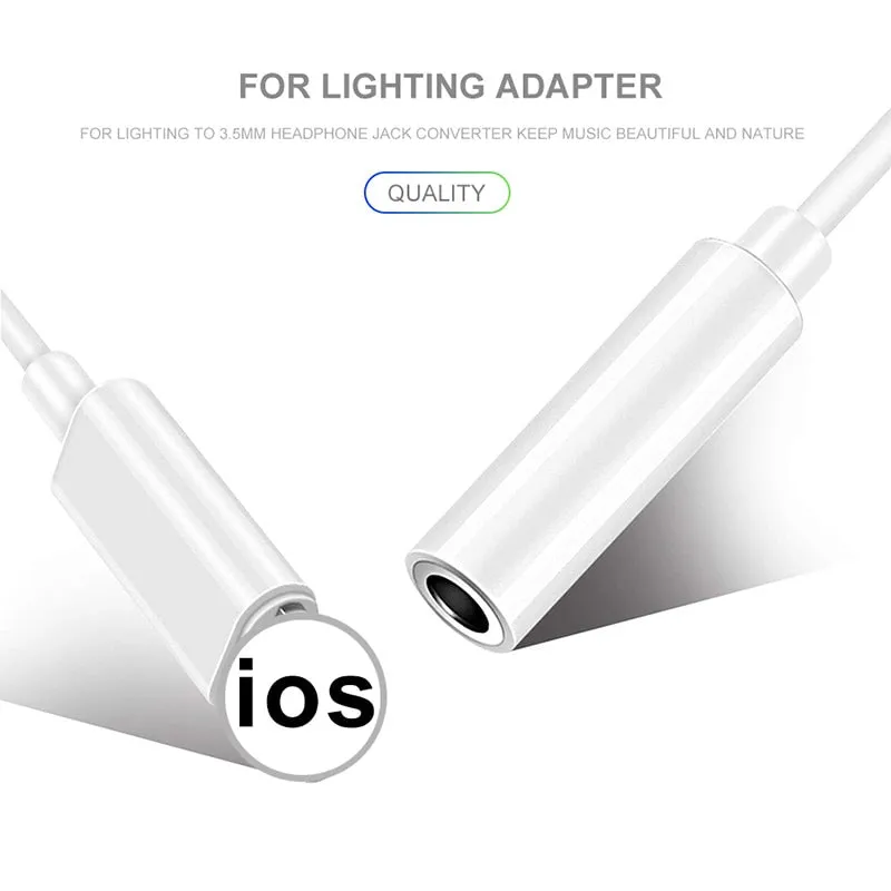 For IOS Syetem Headphone Adaptador For iPhone 7 8 X AUX Audio Adapter for Lightning To 3.5mm Adapters Headphone Jack Cable