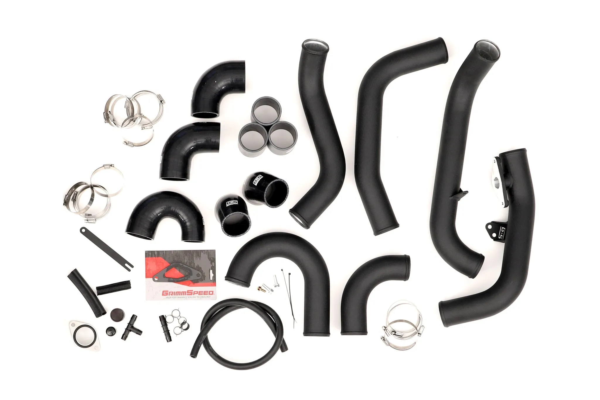 Front Mount Intercooler Kit BLACK Coated [Inc. Black Piping] - Subaru 15-21 STI