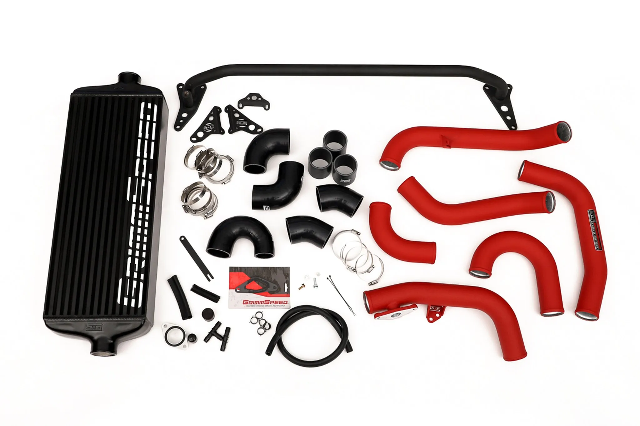 Front Mount Intercooler Kit BLACK Coated [Inc. Black Piping] - Subaru 15-21 STI