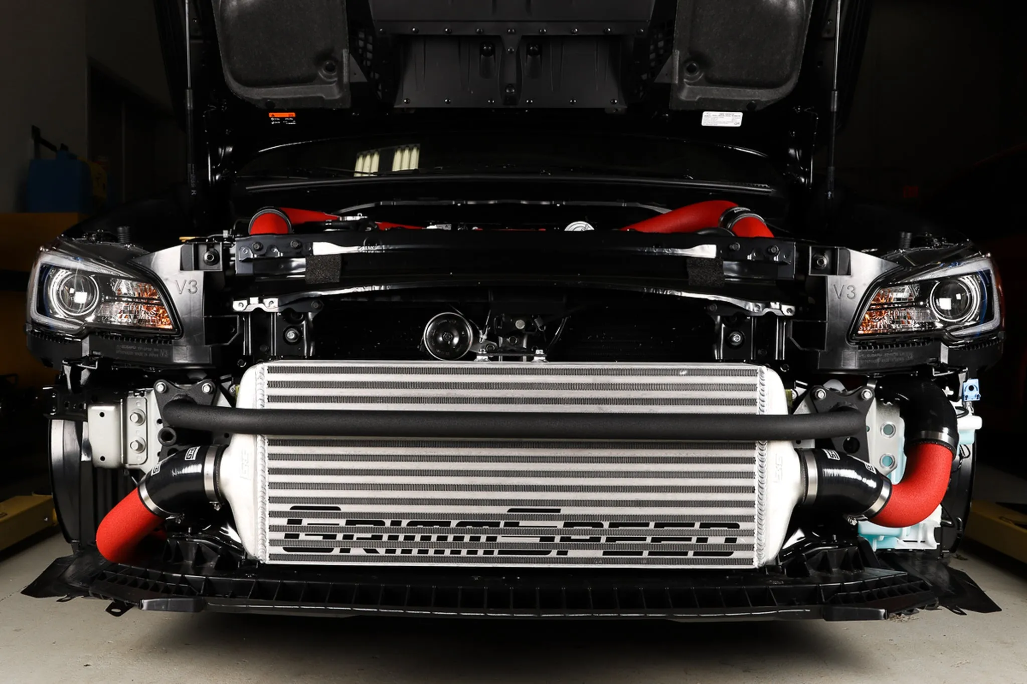 Front Mount Intercooler Kit BLACK Coated [Inc. Black Piping] - Subaru 15-21 STI