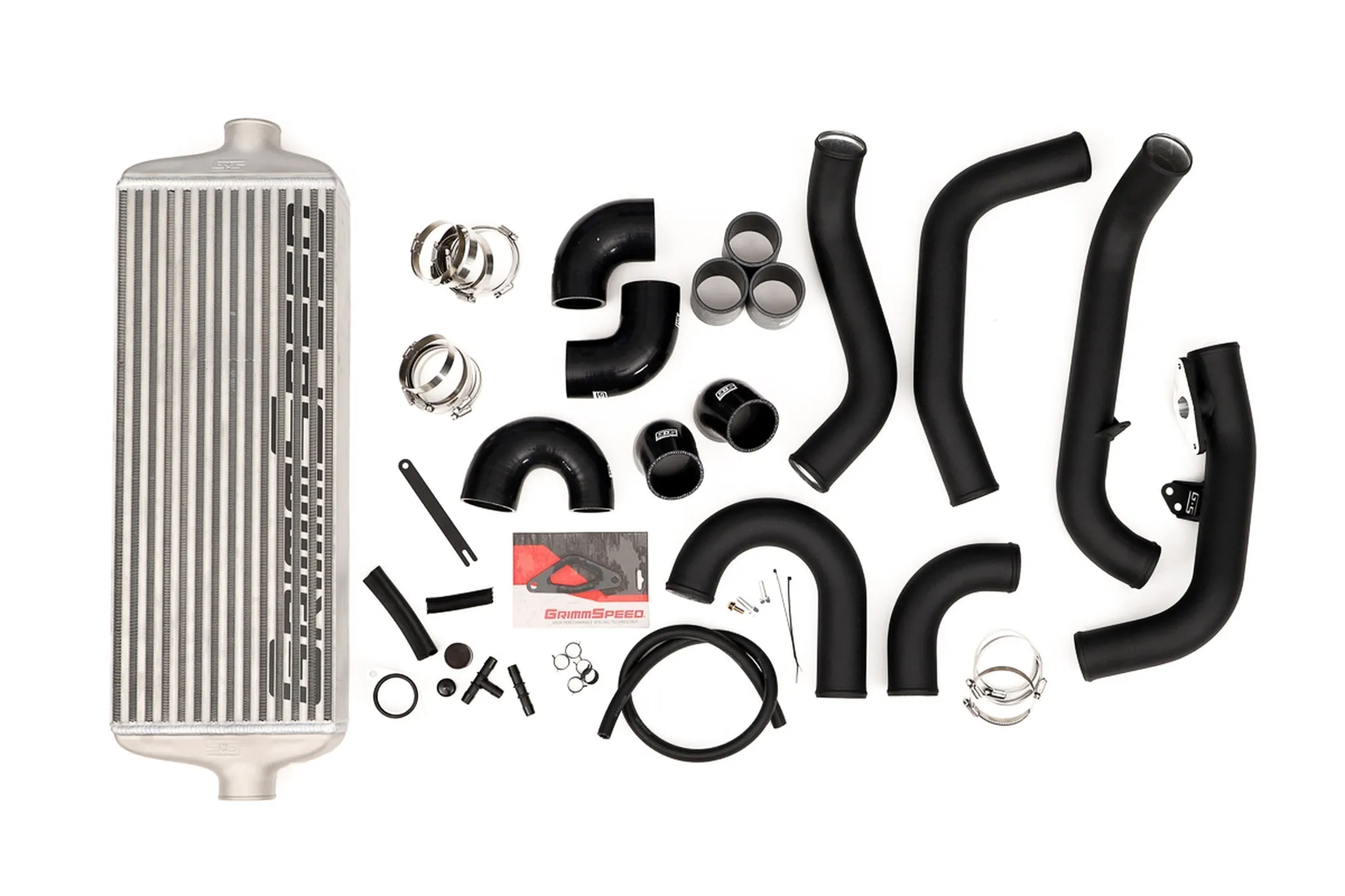 Front Mount Intercooler Kit BLACK Coated [Inc. Black Piping] - Subaru 15-21 STI