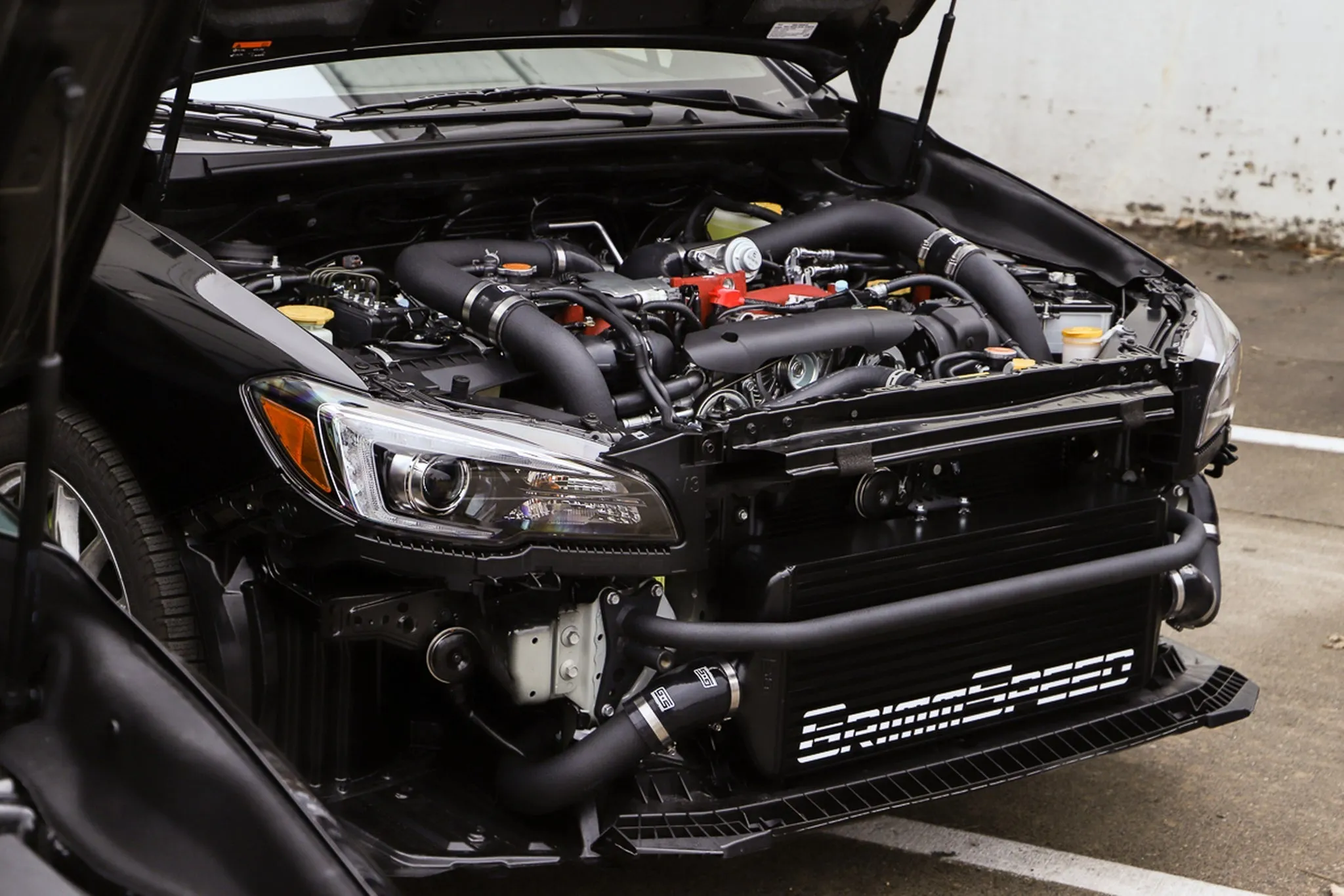 Front Mount Intercooler Kit BLACK Coated [Inc. Black Piping] - Subaru 15-21 STI