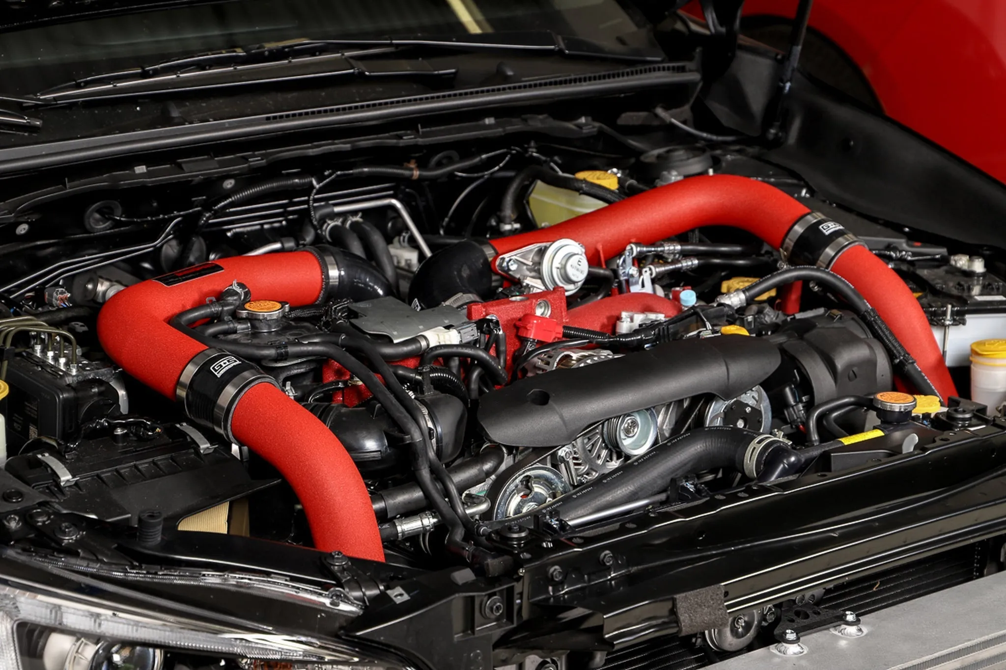 Front Mount Intercooler Kit BLACK Coated [Inc. Black Piping] - Subaru 15-21 STI