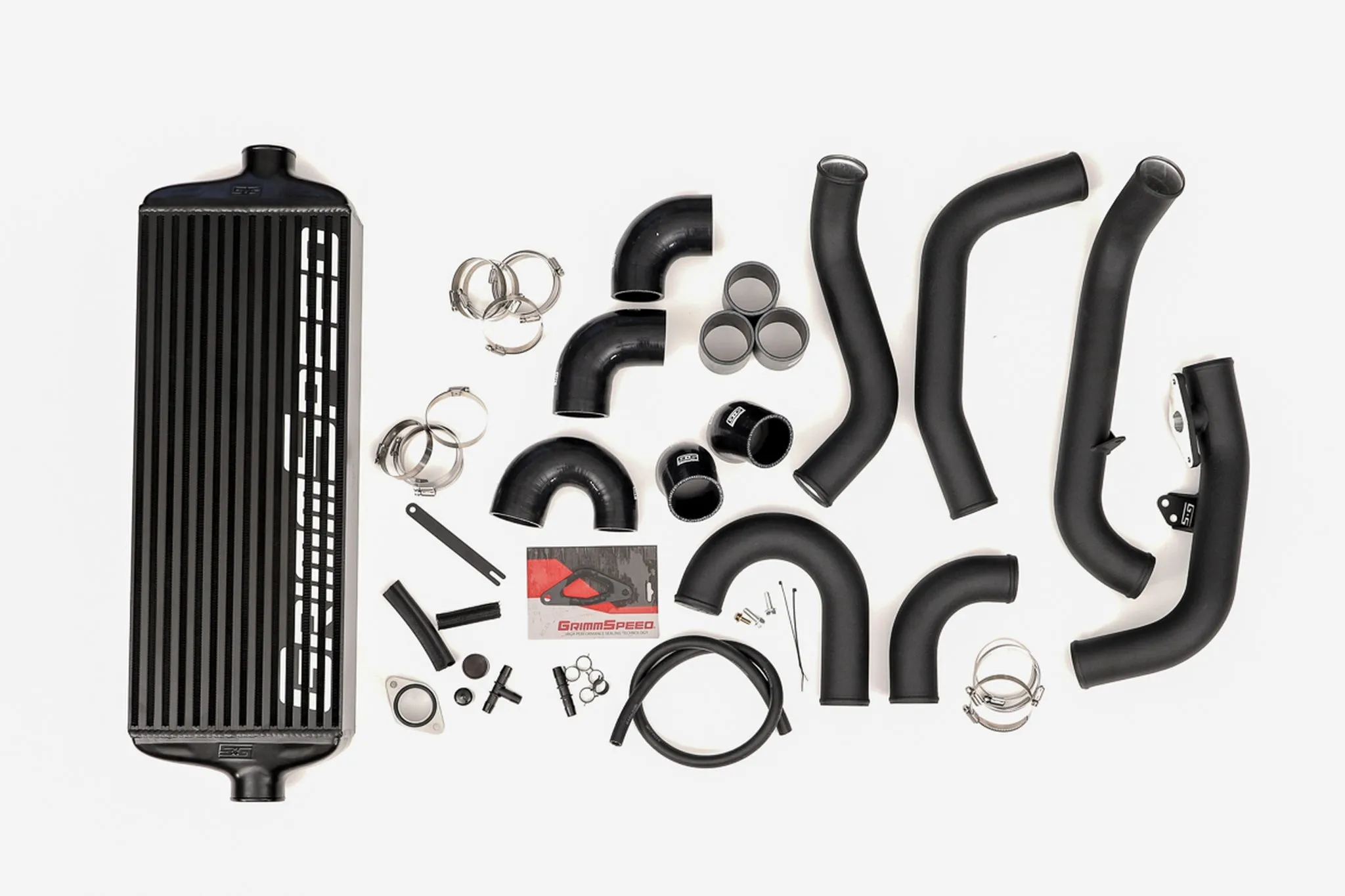 Front Mount Intercooler Kit BLACK Coated [Inc. Black Piping] - Subaru 15-21 STI